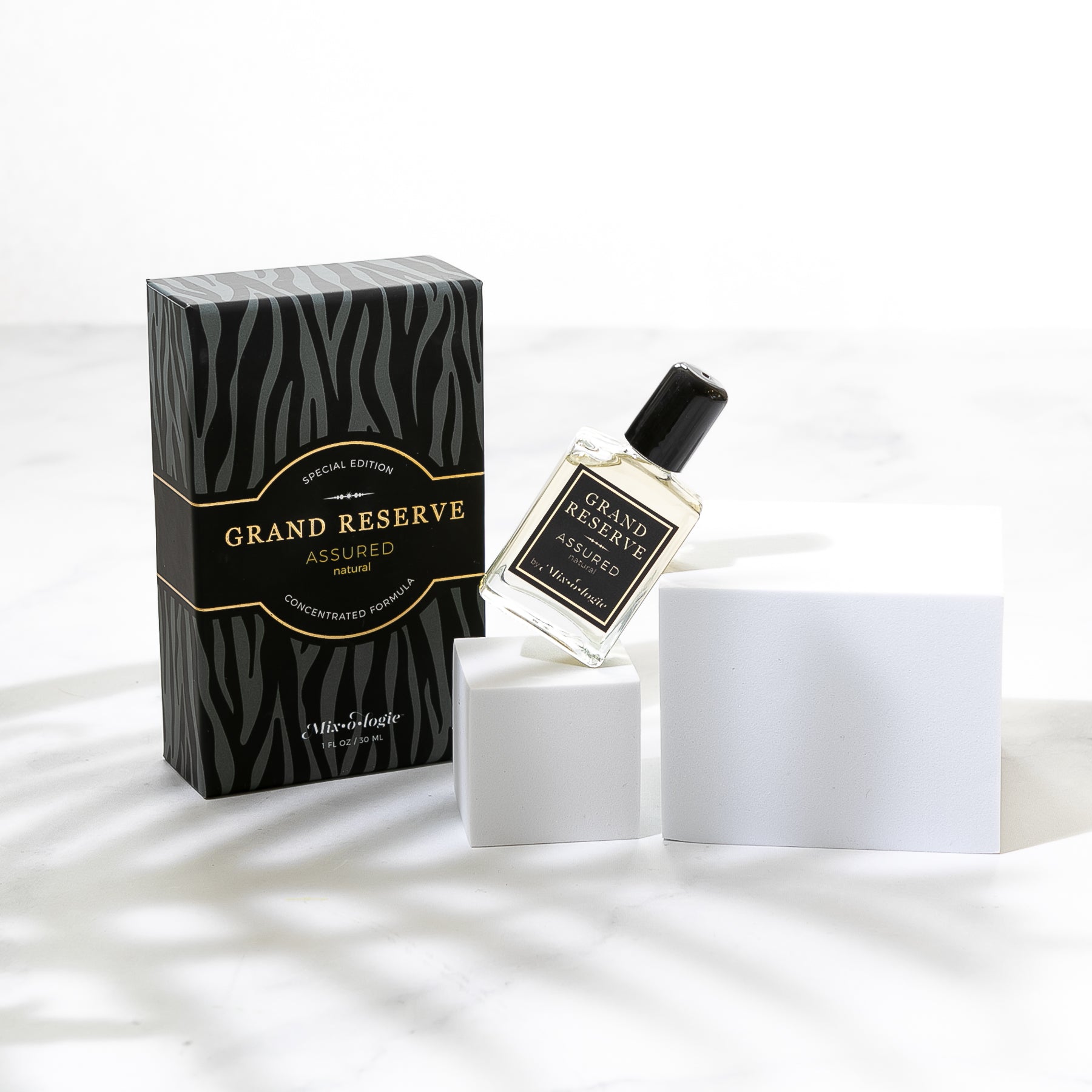 Grand reserve concentrated formula of Assured (natural) scented rollerball in glass 30 ML bottle.